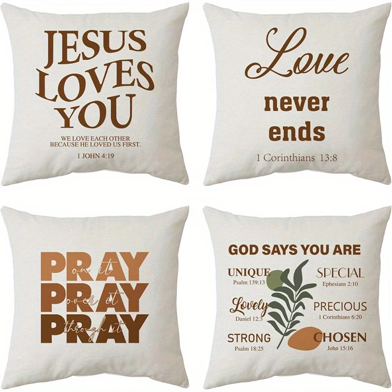 

Home decoration inspirational Christian pattern cushion covers for sofa, bedroom, car pillowcases