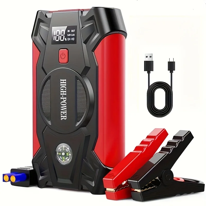 

Portable Car Battery Booster, 7000A Capacity, Suitable for Engines Up to 2.25gal Gasoline And 2.11gal Diesel, Featuring a 29800Mah Jump Starter with Four Flashlight Modes, Power Bank Capabilities, Intelligent Jumper Cables, Emergency Charging