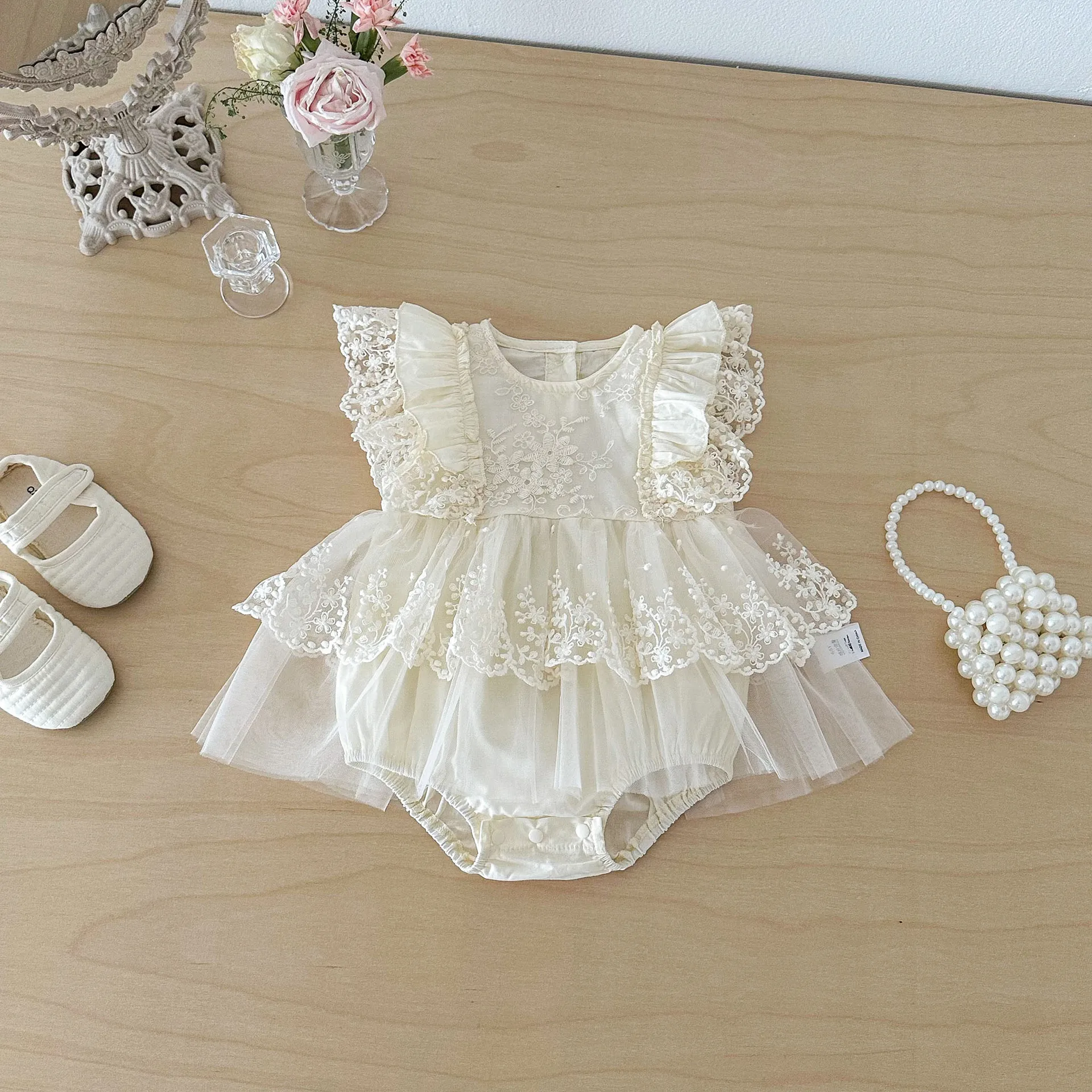 

Baby Clothing 2026 Summer Newborn Baby Girls Bodysuit Princess Lace Dress Banquet Birthday Party Infant Girls Romper Skirt Dress