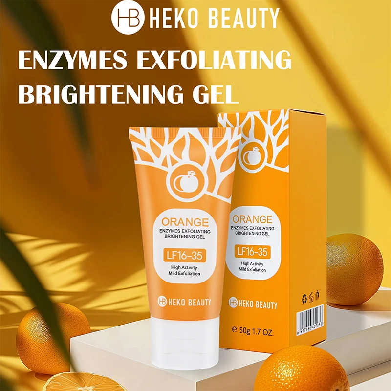 Orange Exfoliating Gel ＆ Serum Set Mild Brightening Remove Dead Skin Exfoliator Vitamin C Hydrating Facial Skin Care