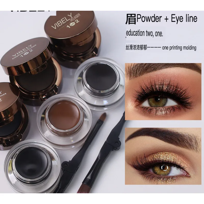 Two-color eyeliner and Eyebrow 2-in-1 Waterproof, anti-sweat, non-smudging eyebrow cream Smooth and smooth