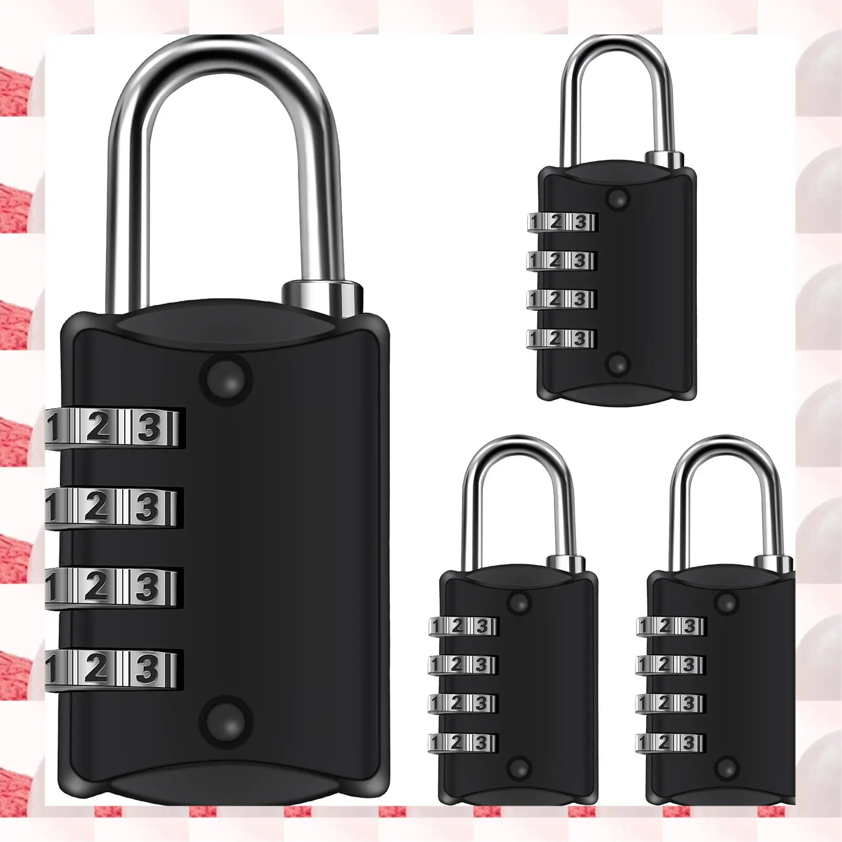 

ABGN Combination-Padlock 4-Digit-Gym-Locker-Lock - 4 PCS Resettable Combo Lock For Toolbox School Employee Locker