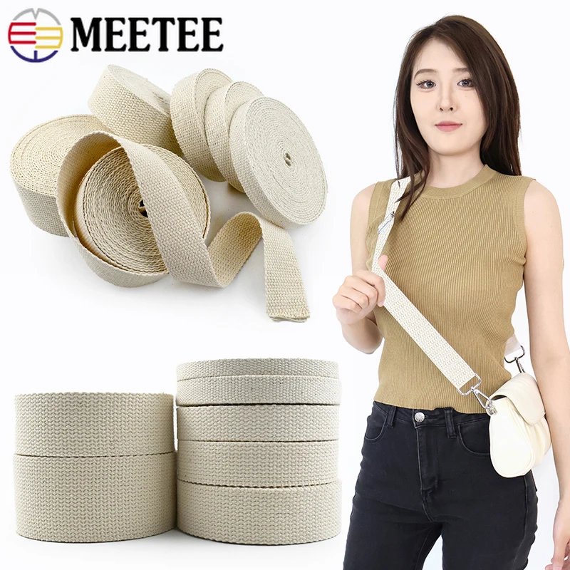 

2-5M Meetee 10-50mm Polyester Cotton Webbing Tape Bags Strap Clothes Belt Canvas Ribbon Band Bias Binding DIY Sewing Accessories