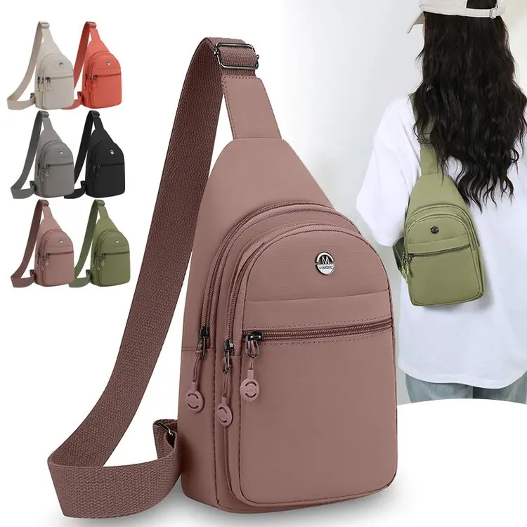 Casual Sports Crossbody Bag for Women Lightweight Travel Chest Bag Fashionable New Style Nylon Fabric Single Shoulder Bag
