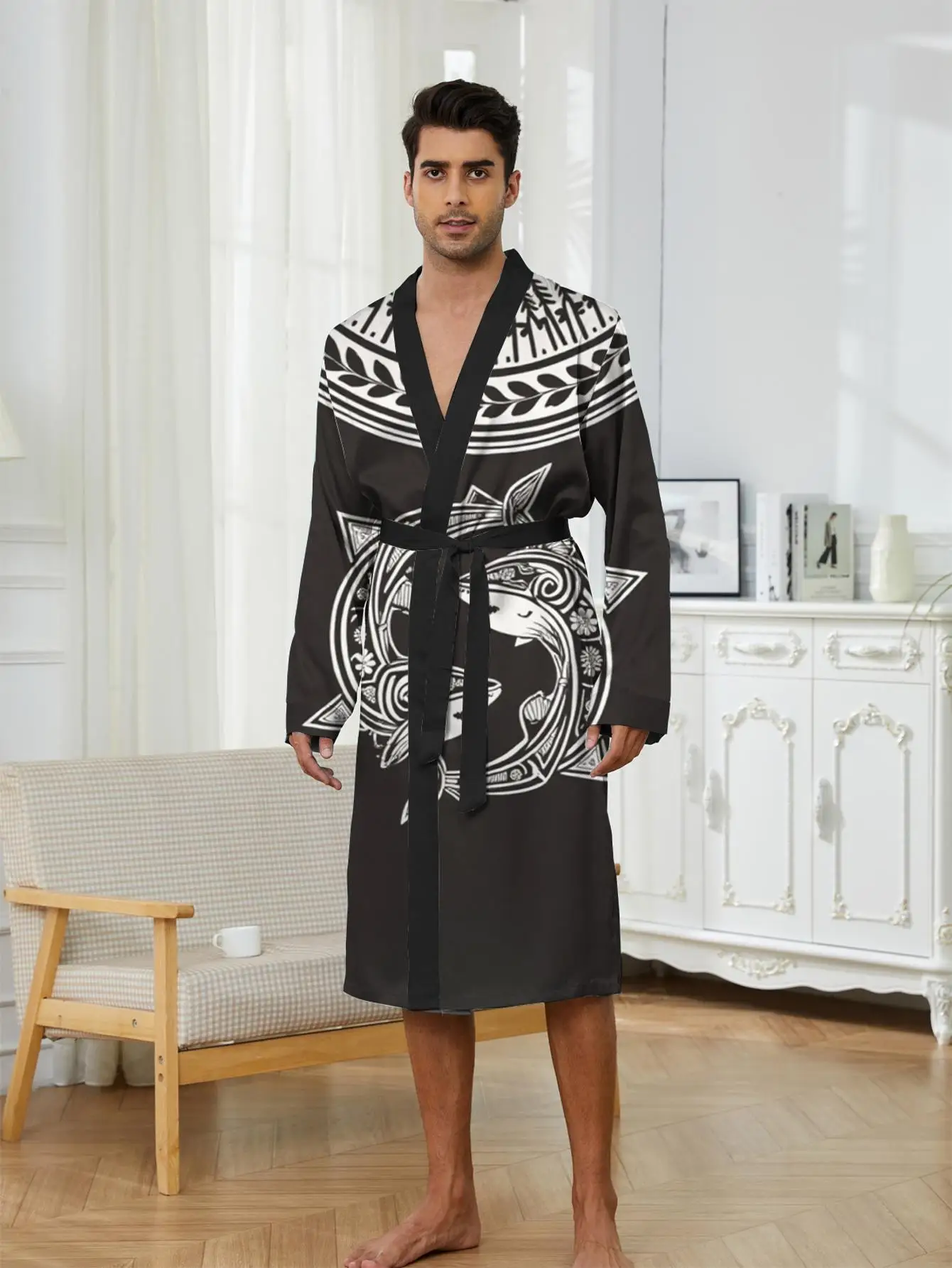

1pc Men's Robes 2026 Spring/Summer Sleepwear Polyester Graphic Nightie for Men Sleepwear Robe for Man Robe 3D Printed