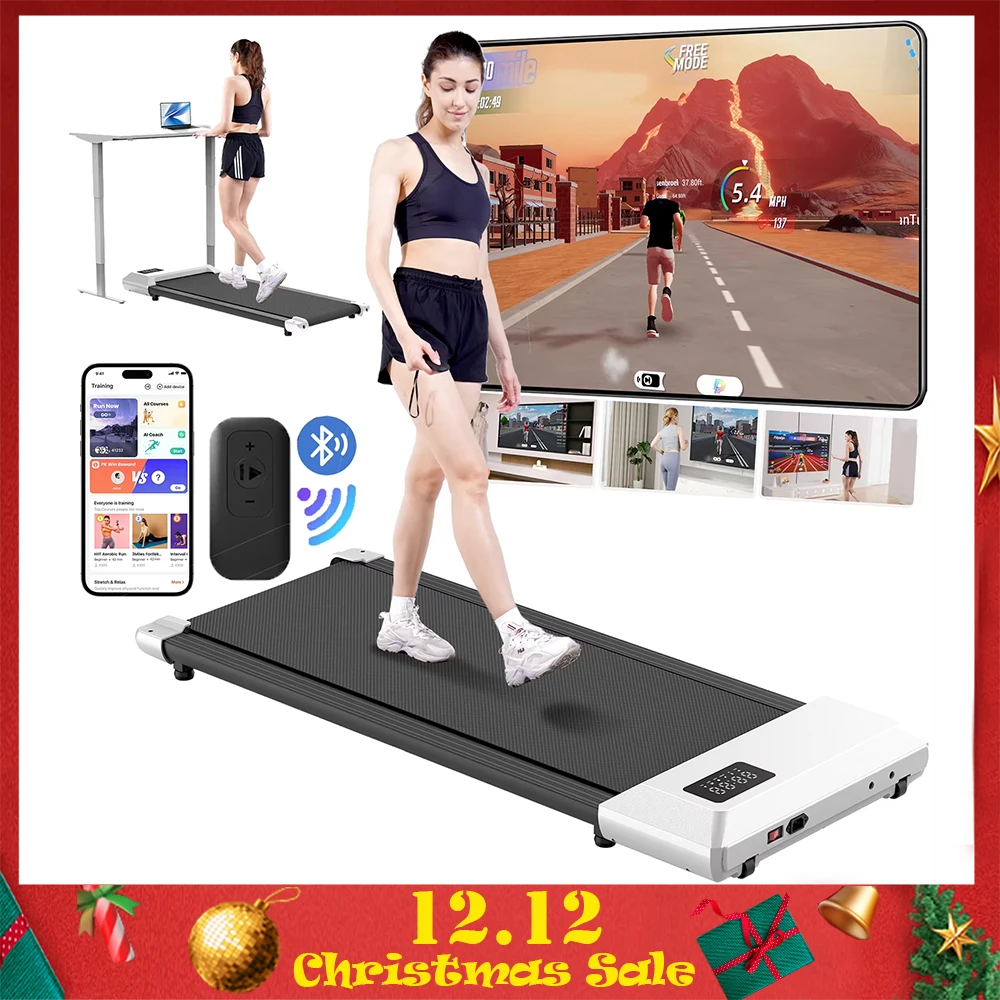 Tapis de marche 2 en 1 sous le tapis roulant de bureau, tapis de marche à faible bruit 2,5 HP, Machine de jogging avec télécommande pour le bureau et la maison