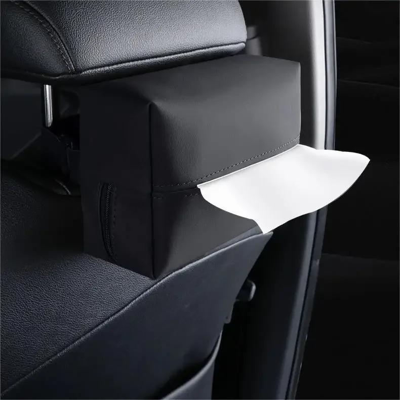 

Car Tissue Box Holder Nappa Leather Car Center Console Armrest Napkin Box Sun Visor Backseat Tissue Case with Fix Strap