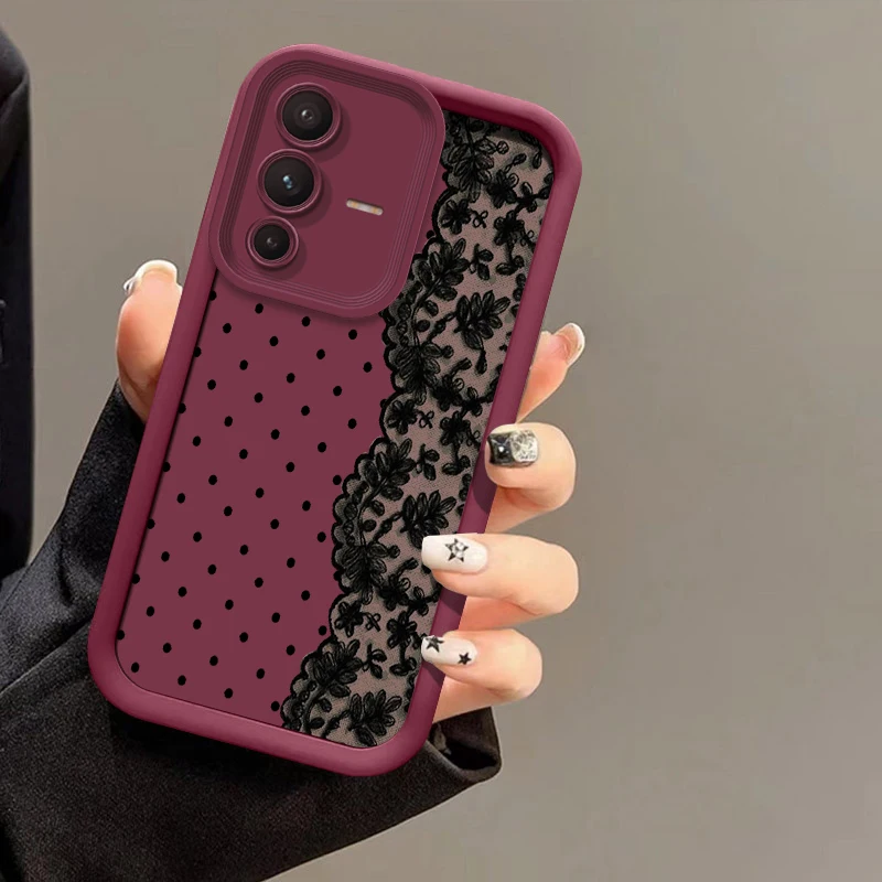 Soft Shockproof Phone Case For Vivo V70 FE V60 Lite V50 V40 Pro V30 SE V27 V25 V23E V20 Pro V30E V29E Lace Pattern Silicon Cover view 6
