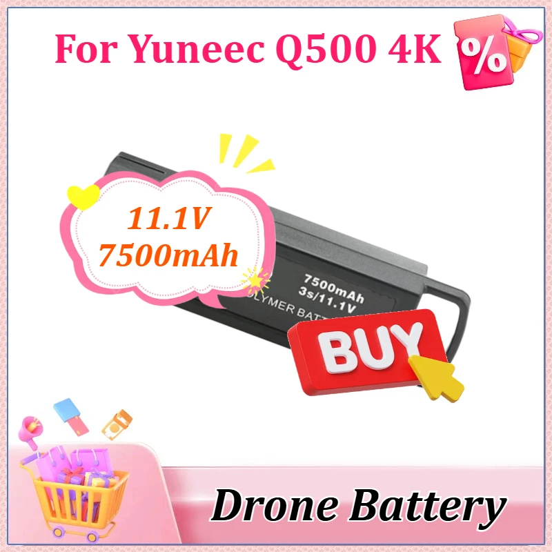 

New 11.1V 7500mAh 3S Upgrade Flight Lipo Drone Batterys Replacement for Yuneec 4K/Q500+ PRO Q500/Q500+/Q500 4K RC Quadcopter