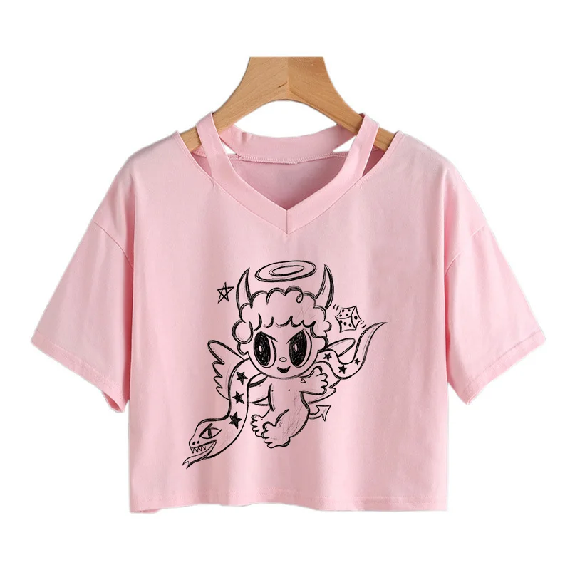 قمصان نسائية كارول على شكل قلب ، مانانا سيرا ، تي شيرت قصير بونيتو ، كل شيء سيكون جميلًا برسومات ، قميص Y2K مضحك ،!