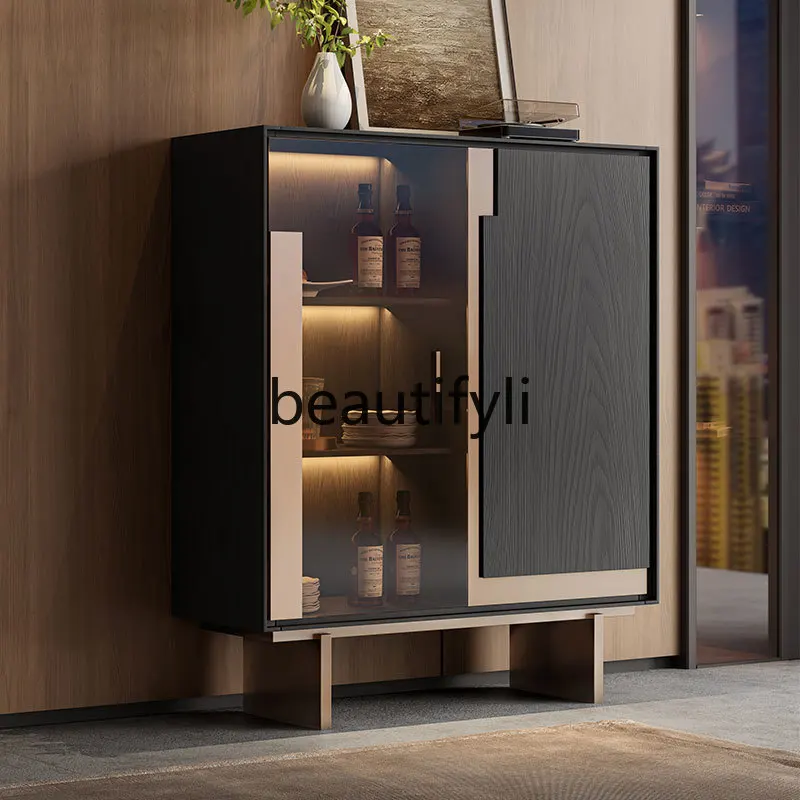 

Light luxury high-end wine cabinet Modern simple dining side cabinet Living room wall storage glass wine cabinet Solid wood