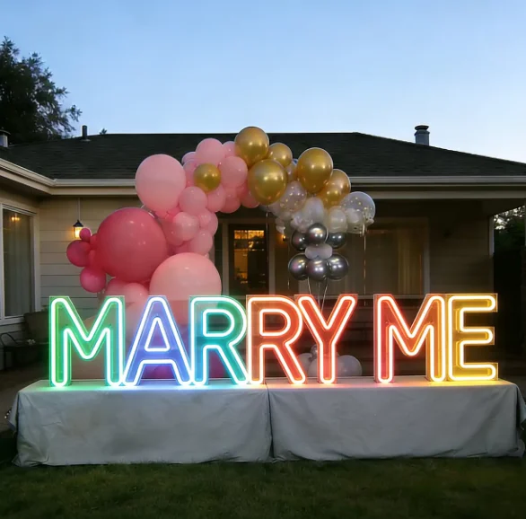 Marry Me Stainless Steel LED Big Light Up Letters Giant 4 Ft Marquee Letters Love Numbers For Wedding Decoration