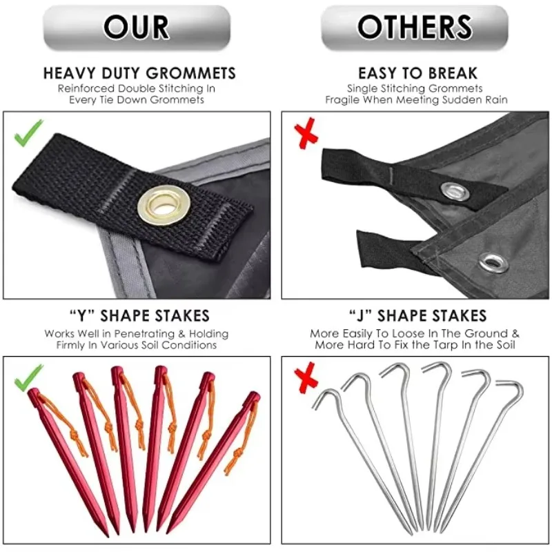 Outdoor Lightweight Waterproof Hammock Rain Fly Tarp Tent Footprint Shelter Compact Easy Setup Awning Ripstop Canopy