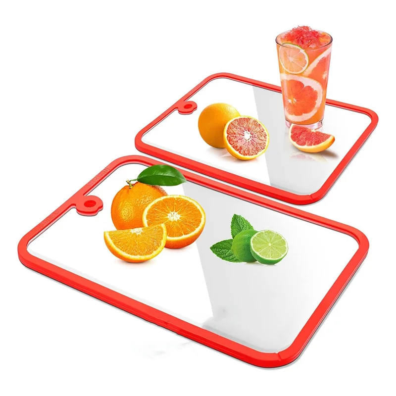 

MCGS-Glass For Kitchen Counter Cutting Boards, 2PC Tempered Glass Chopping Board Set Hanging Hole, Dishwasher Safe, Heat Proof