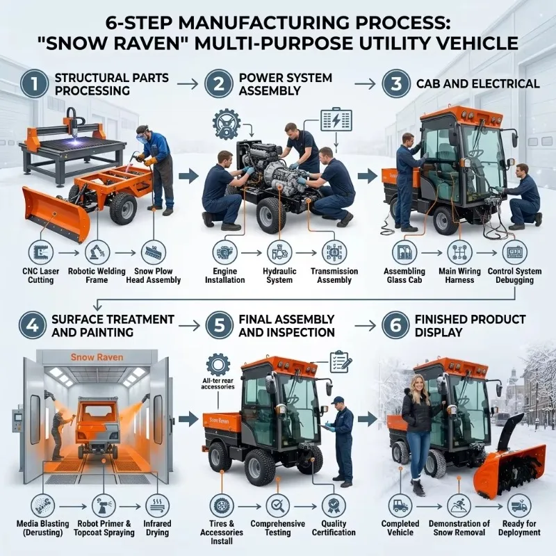 Commercial 25HP 4WD Ride on Snow Sweeper 1400mm Wide Multifunction Snow Blower Plow Machine with Rato Engine 4WD140