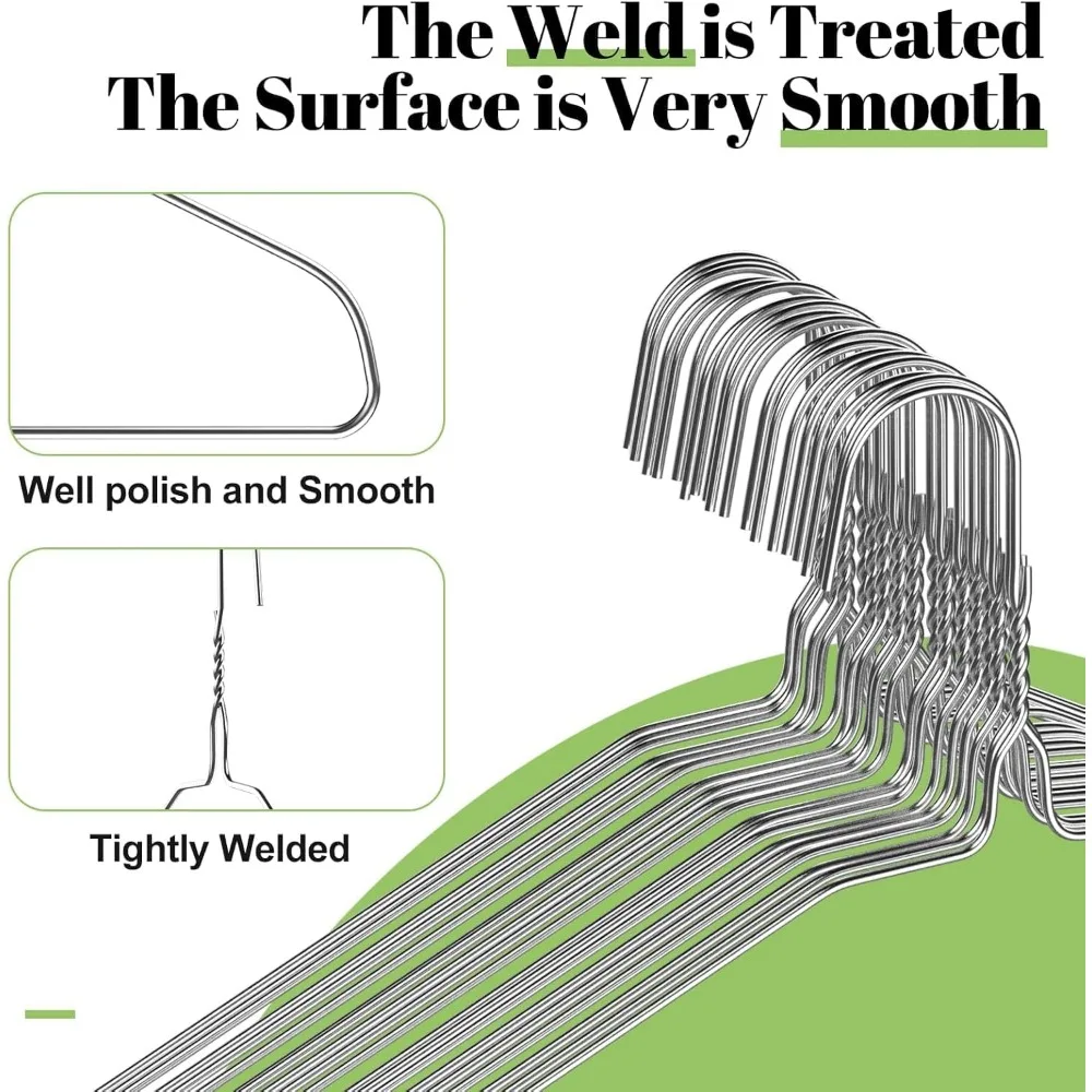 Confezione da 200 grucce in filo metallico, calibro 16 pollici 12, design sottile per risparmiare spazio, ideali per cappotti, abiti, camicie, pantaloni, gonne