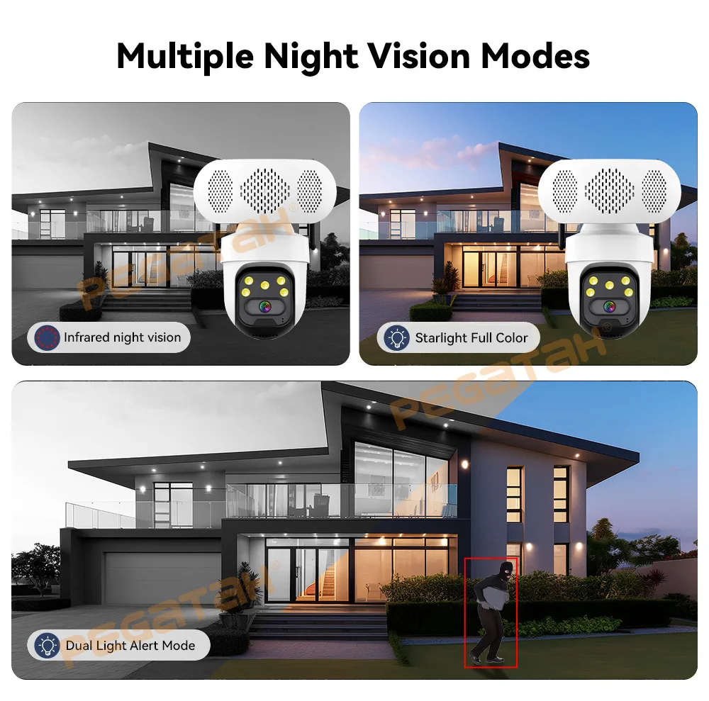 8MP 2.4G WiFi IP Camera with Music Player Outdoor 4MP Color Night Vision Human Auto Tracking Security Cameras Bluetooth Speaker