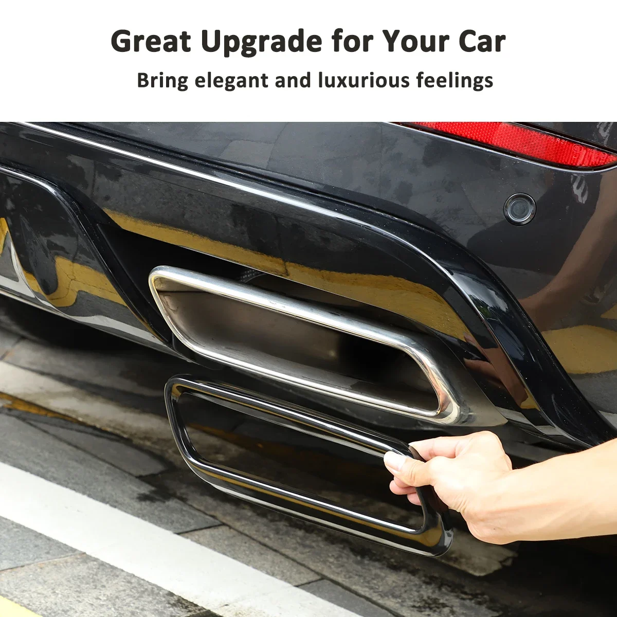 ل 2023-2024 لاند روفر رينج روفر سبورت L461 الفولاذ المقاوم للصدأ الأسود ماسورة عادم السيارة الذيل الحلق إطار الزخرفية الملحقات #3