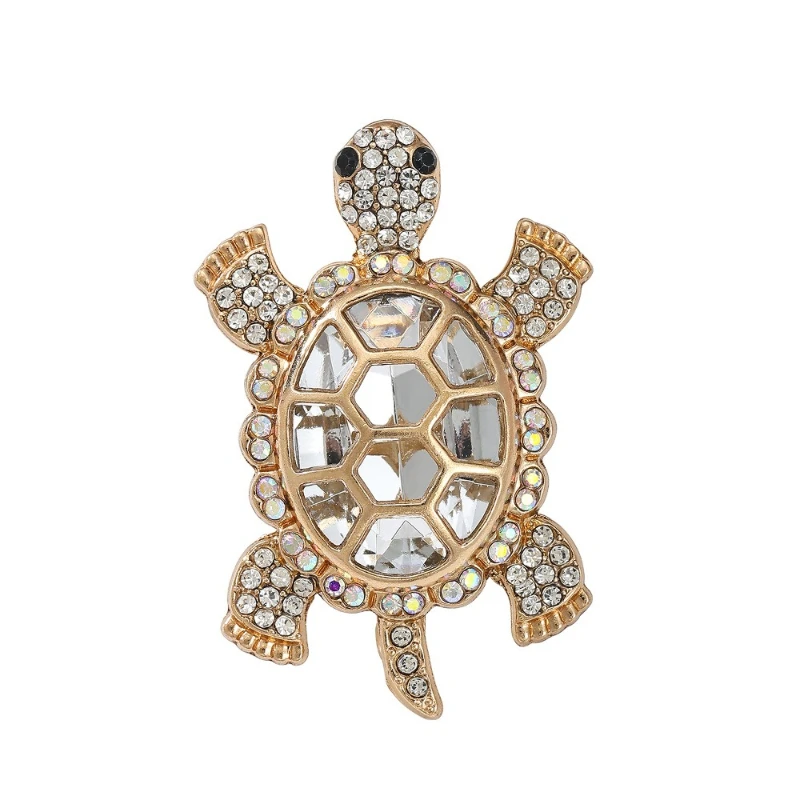 New Fashion Turtle Brooches Women Crystal Rhinestone Alloy Badges Pins Accessory DIY for Clothes Bags Hat Scarf T-shirt Jeans
