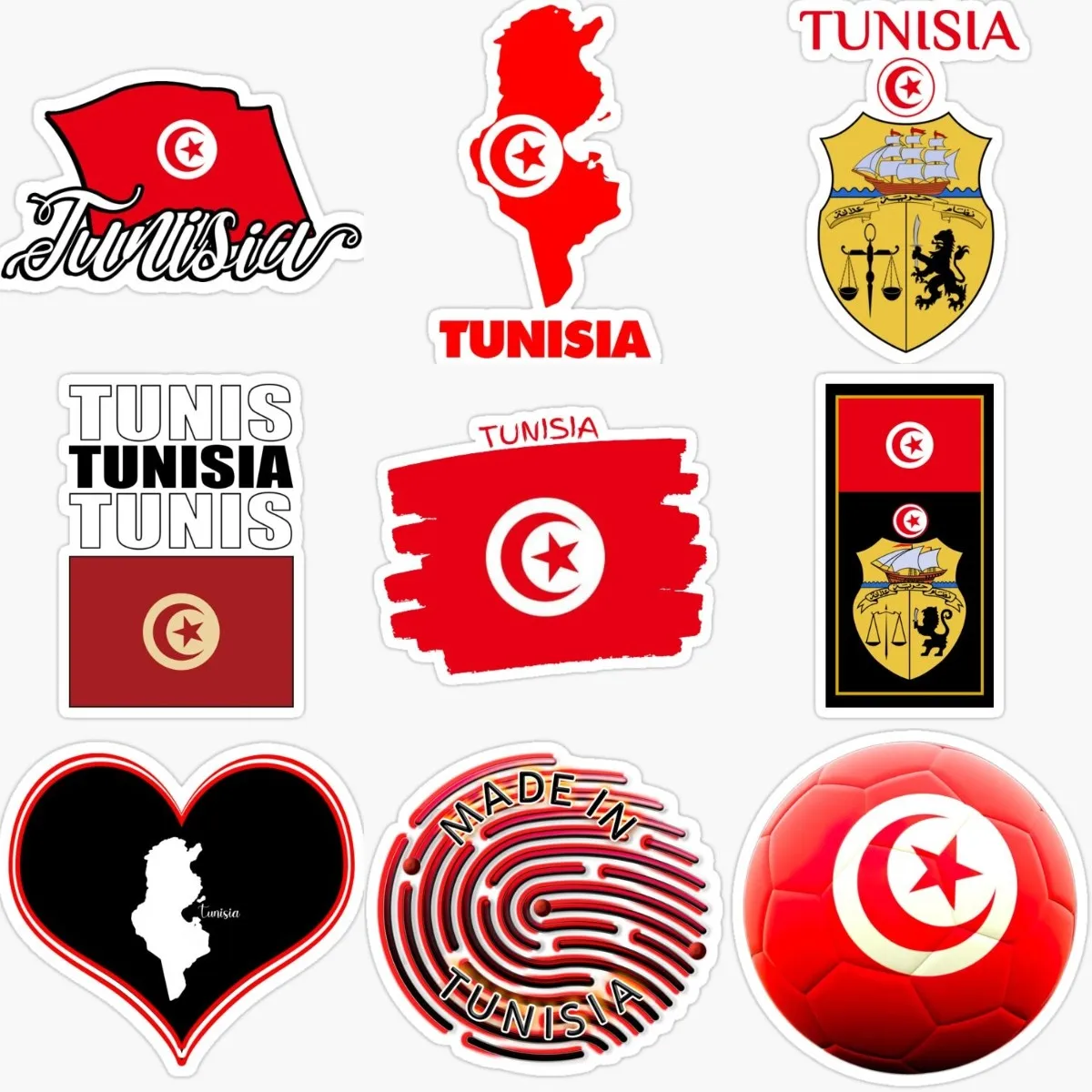 Creative Tunisia Flag Map Emblem PVC Waterproof Sticker for Decorate Fridge Wall Car Van Window Off-road Decal Accessories