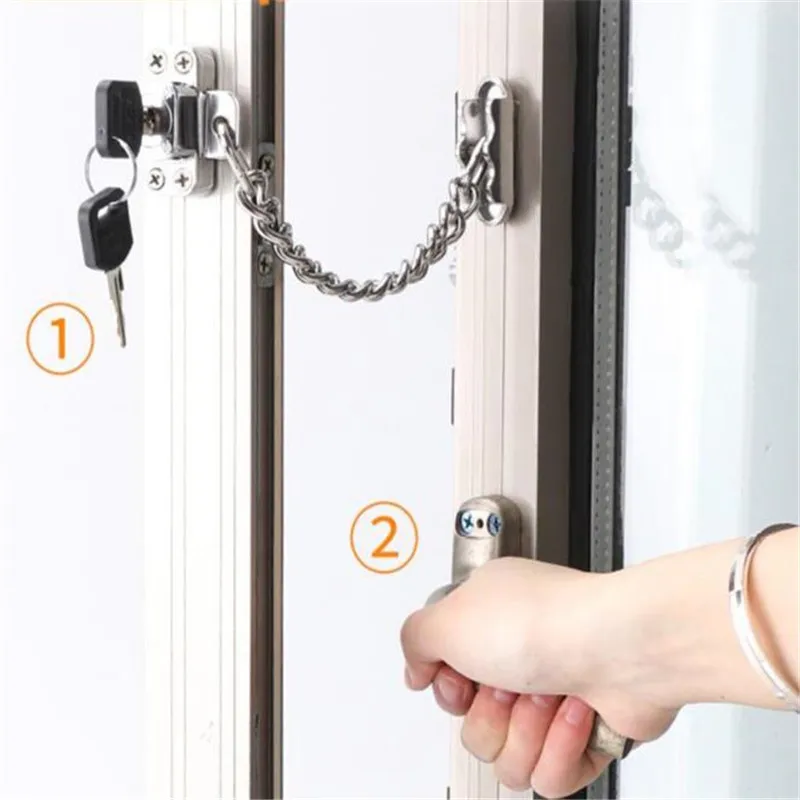 Imagem -06 - Porta e Janela Anti-theft Security Lock Sash Tilt Travas Proteção à Criança Movendo Porta Hasp Home Doorstop Guard Correntes Clamp