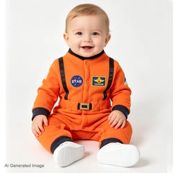 Astronaut Costume for Baby Boys Space Suit Romper Jumpsuit Toddler Infant Winter Outfit Orange White 6-12M 12-24M 2-3T 3-4T
