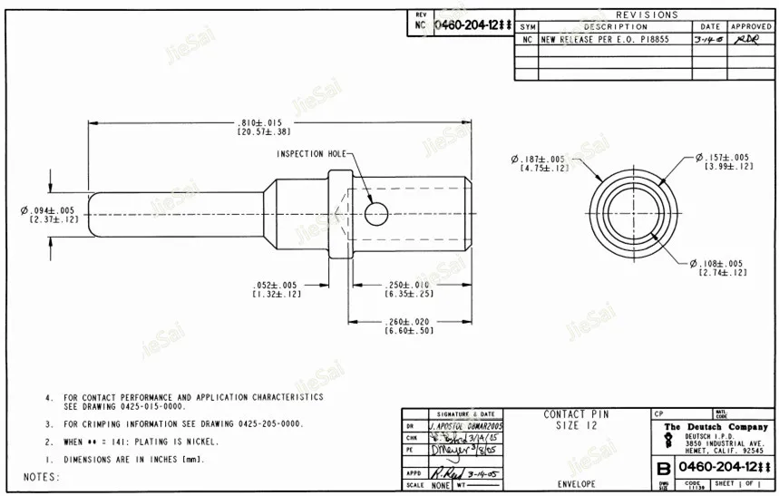 0462 Pcs DTP 203-12141-0460 204-12141-스테인레스 스틸 크기 14AWG ~ 12AWG 핀 자동차 커넥터 터미널, deutsch용