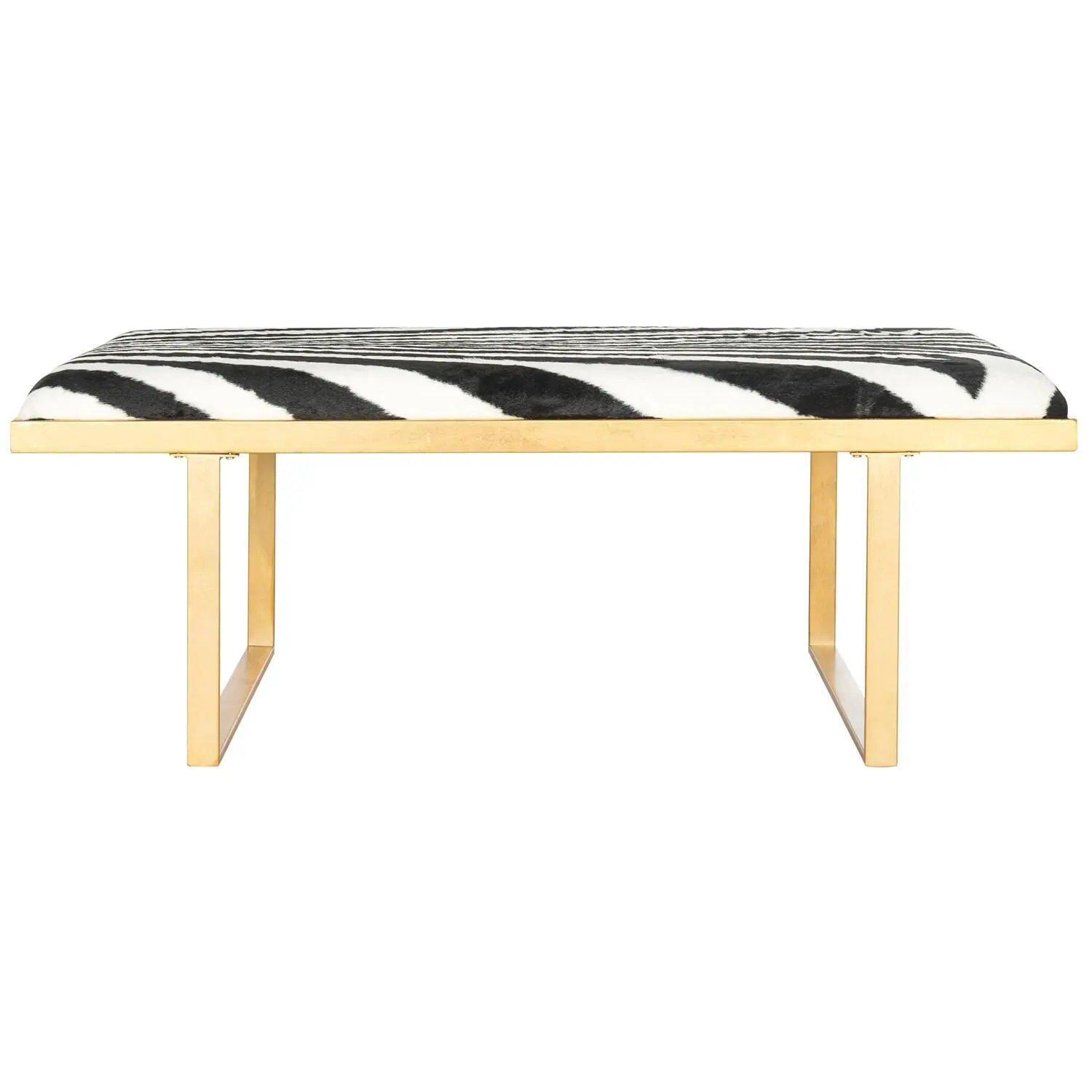 Home Collection White and Gold Millie Zebra Loft Bench, Customized