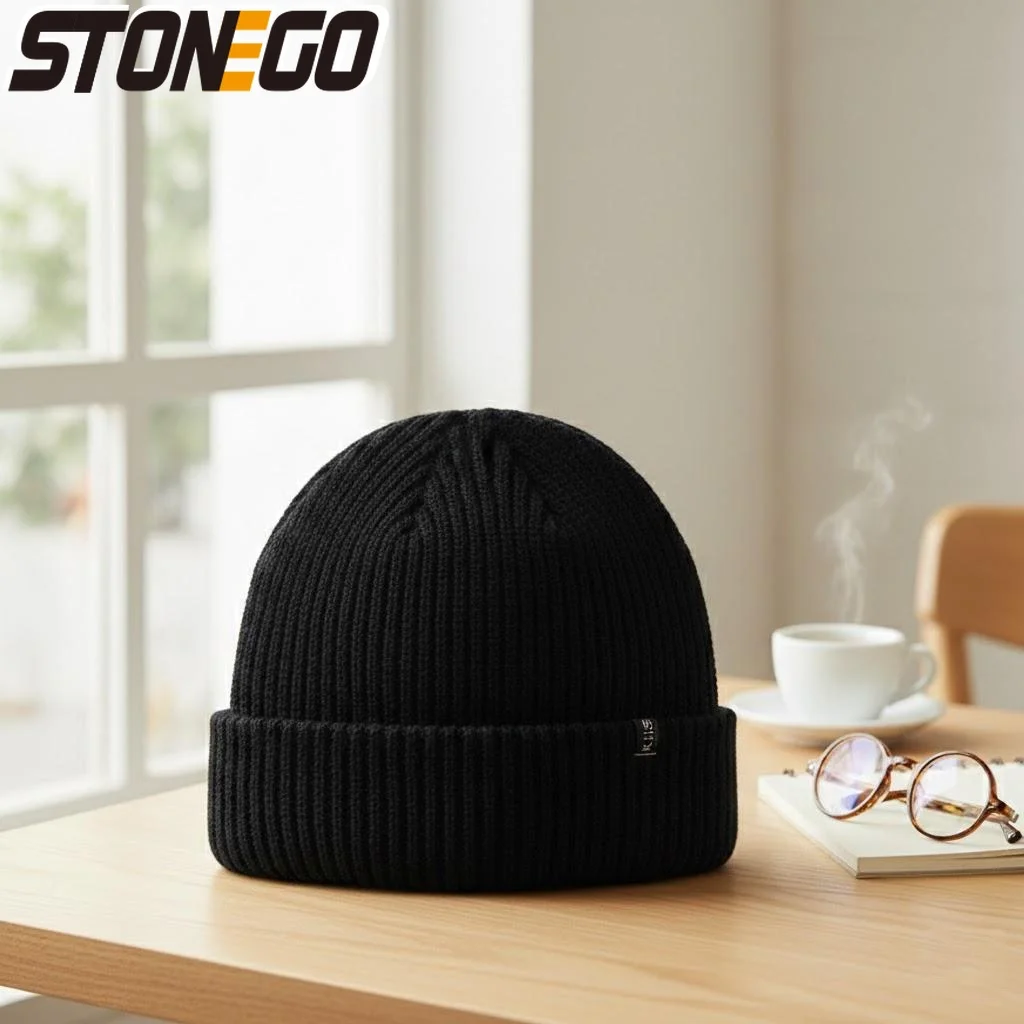 Men's Melon Cap Winter Women's Autumn and Winter Solid Color Landlord Watermelon Knitted Woolen Hat Pullover Stonego Ski Cap