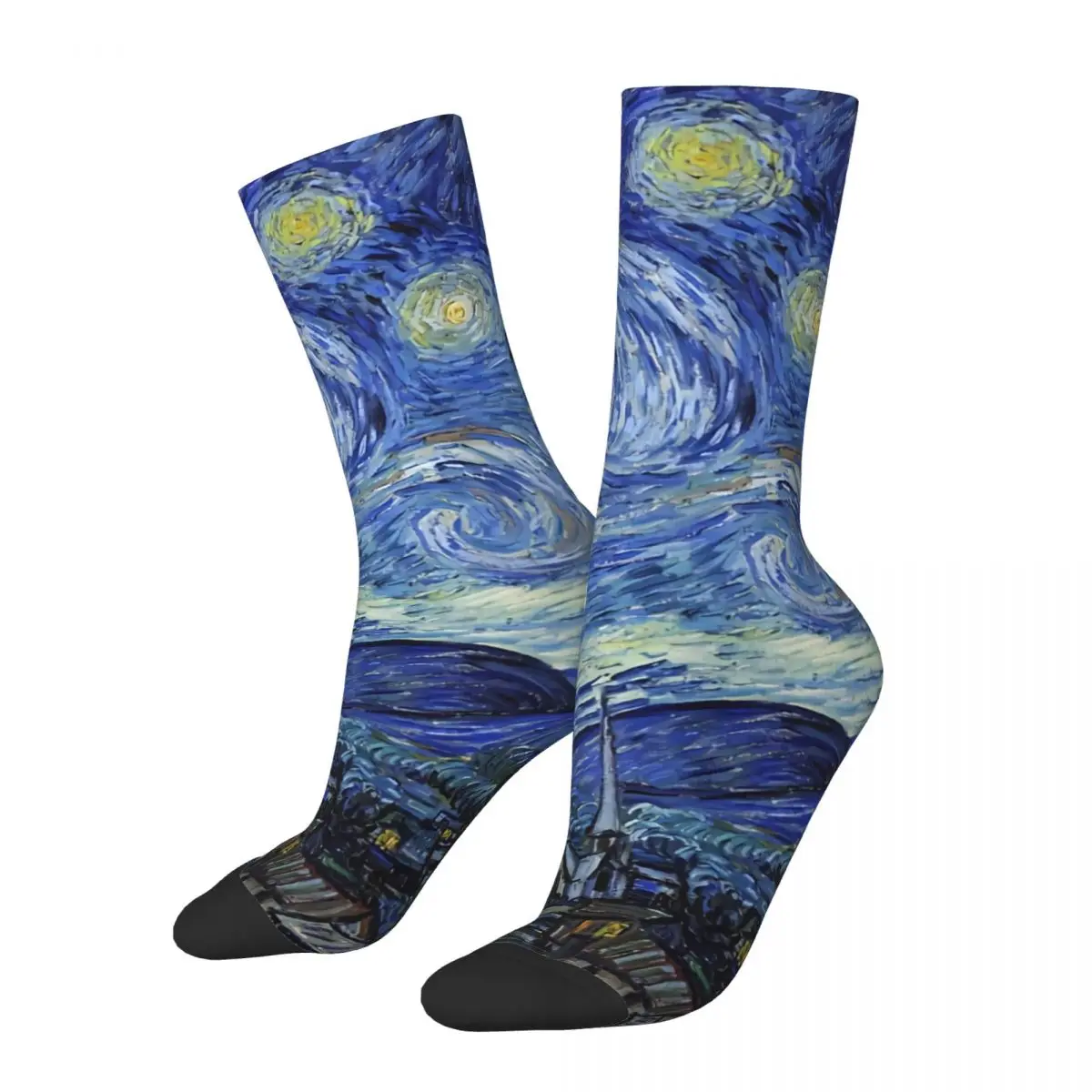 Starry Night, Van Gogh Kawaii Drawstring Socks Shopping Cartoon Pattern Socks harajuku Men Happy hip hop