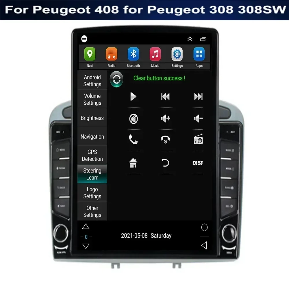 9.7" Android 13 For Peugeot 408 for Peugeot 308 308SW Tesla Type Car Radio Multimedia Video Player Navigation GPS RDS Camera