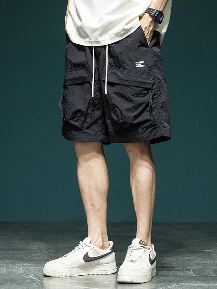 

Outdoor Ice Silk Workwear orts Men Summer American Trendy Sports Casual Mid-Pants Qui Dry Thin Loose Five-Quarter Pants