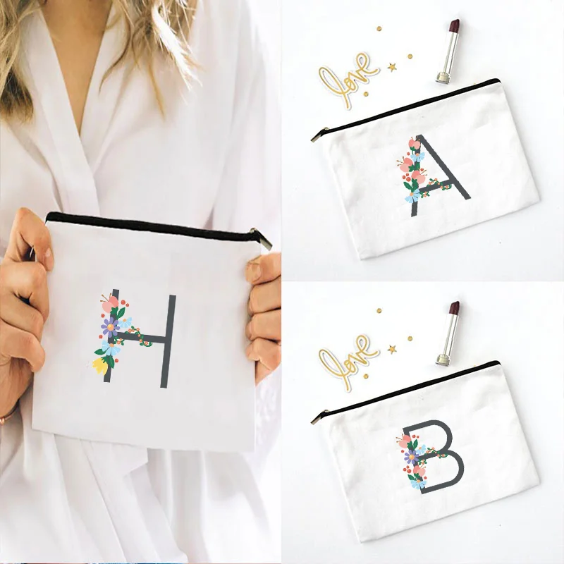 Letter Pencil Case Monogram Make-up Bag Personalised Pouch Alphabet Cosmetic Case Initial Stationery Lover gift bridal gift