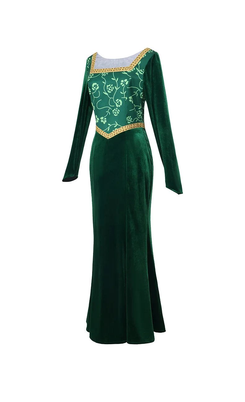 Anime Princess Green Dress Fiona Dress Shrek Cosplay Costume Halloween Fancy Fantasy Party Suit Role playing for Adult Woman