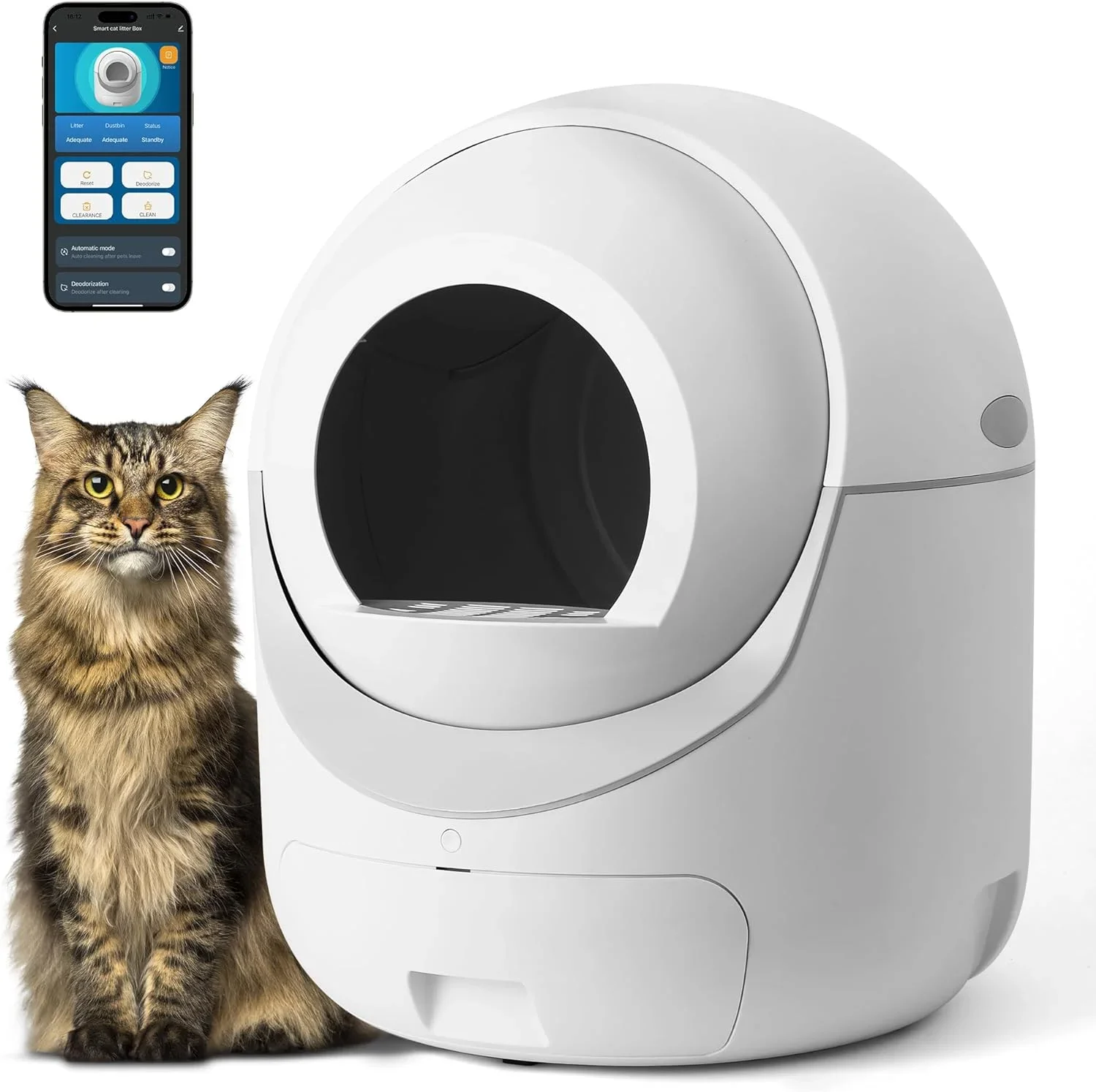 

Self Cleaning Cat Litter Box Extra Large Automatic Cat Litter Box App Control for Multiple Cats Odor-Removal Design OEM