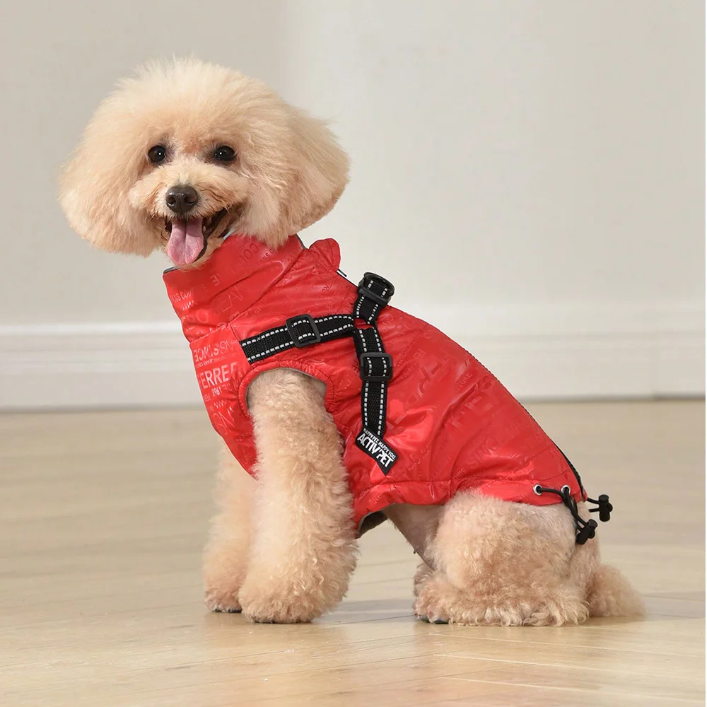 1pcPet clothing Autumn and winter warm dog cotton-padded coat with pile and heavy strap clothing Pet supplies