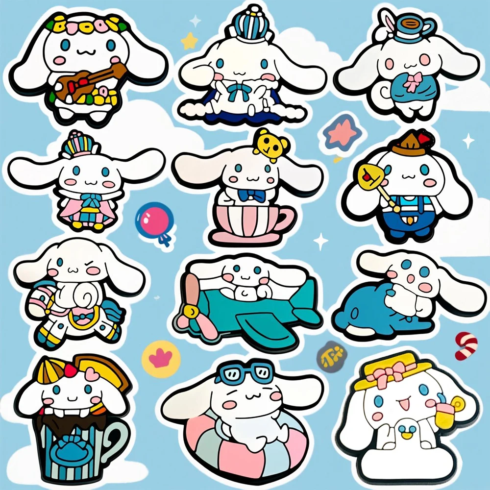 MINISO 12pcs Cinnamoroll Shoe Charms Accessories Sanrio Anime PVC Shoe Decrations Buckle X-mas party Gifts