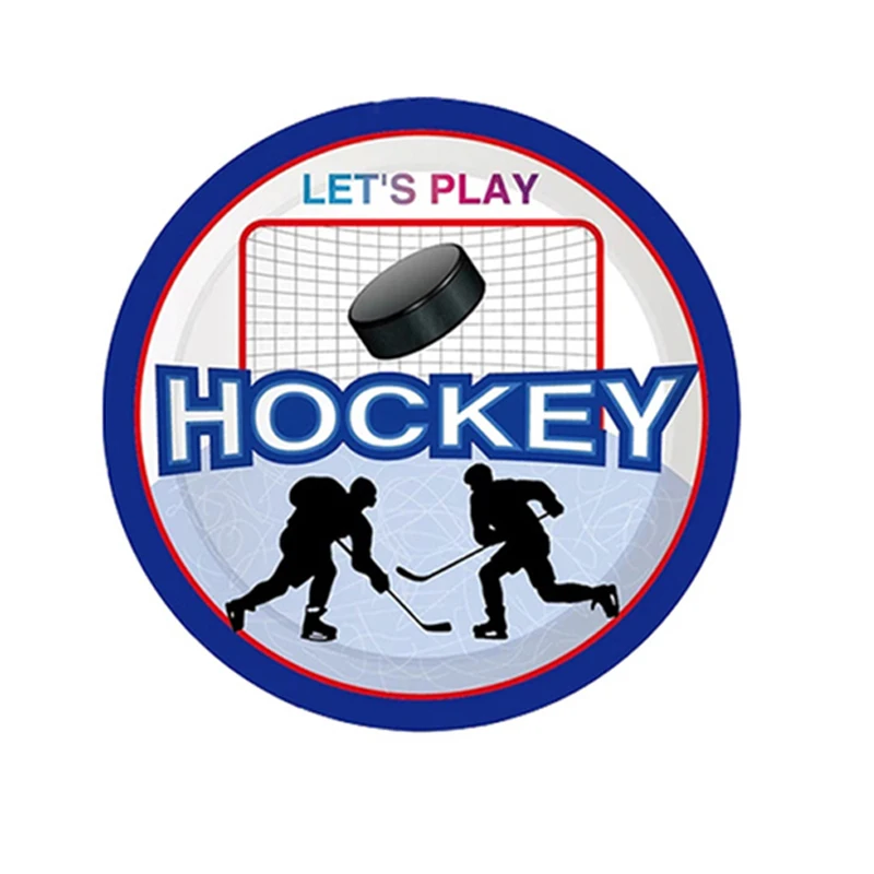 hockey theme Party Favor Paper plates Cups Banner balloon Birthday Sports hockey balloonn Cake Topper Party Supplies Decoration