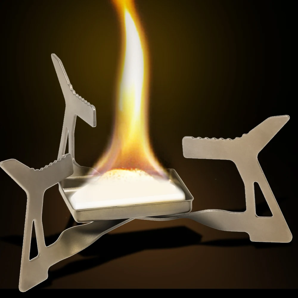 Lixada Folding Camping Stove Ultralight Titanium Alcohol Stove Portable Compact Solidified Alcohol Stove Outdoor Burning Furnace