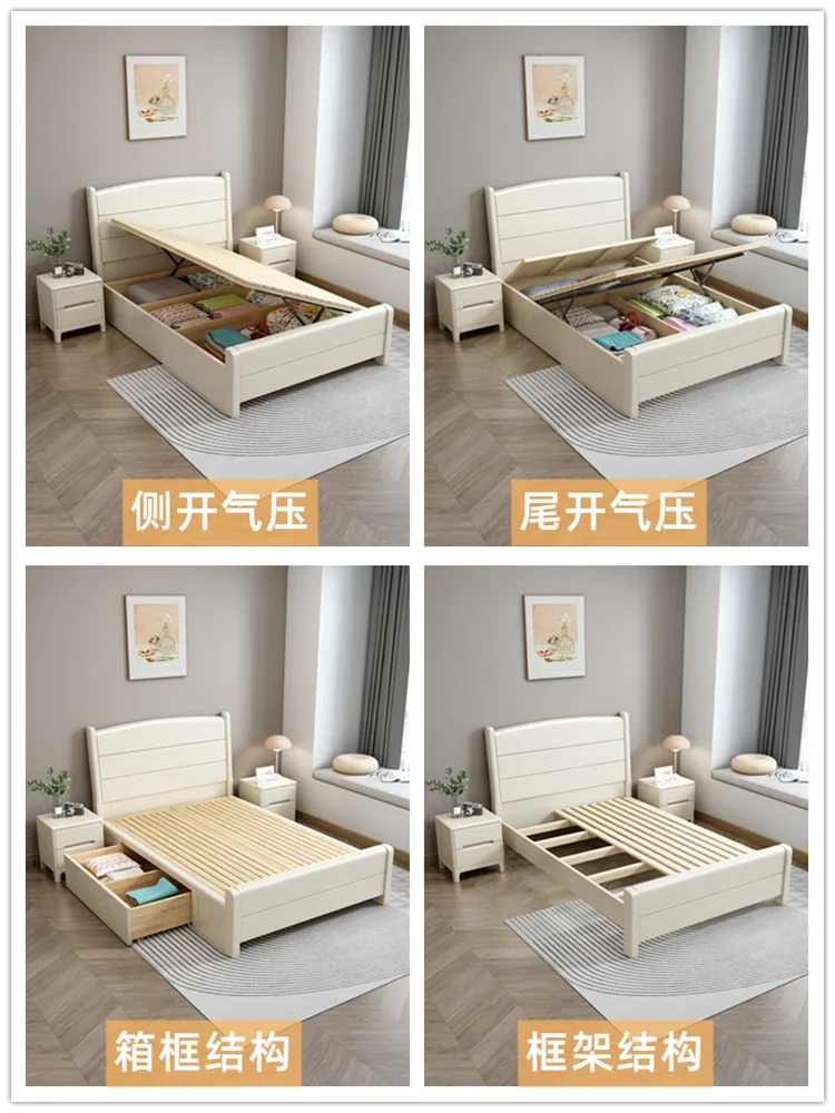 single bed, small apartment, modern simple small bed, 1.5m side opening air pressure storage bed