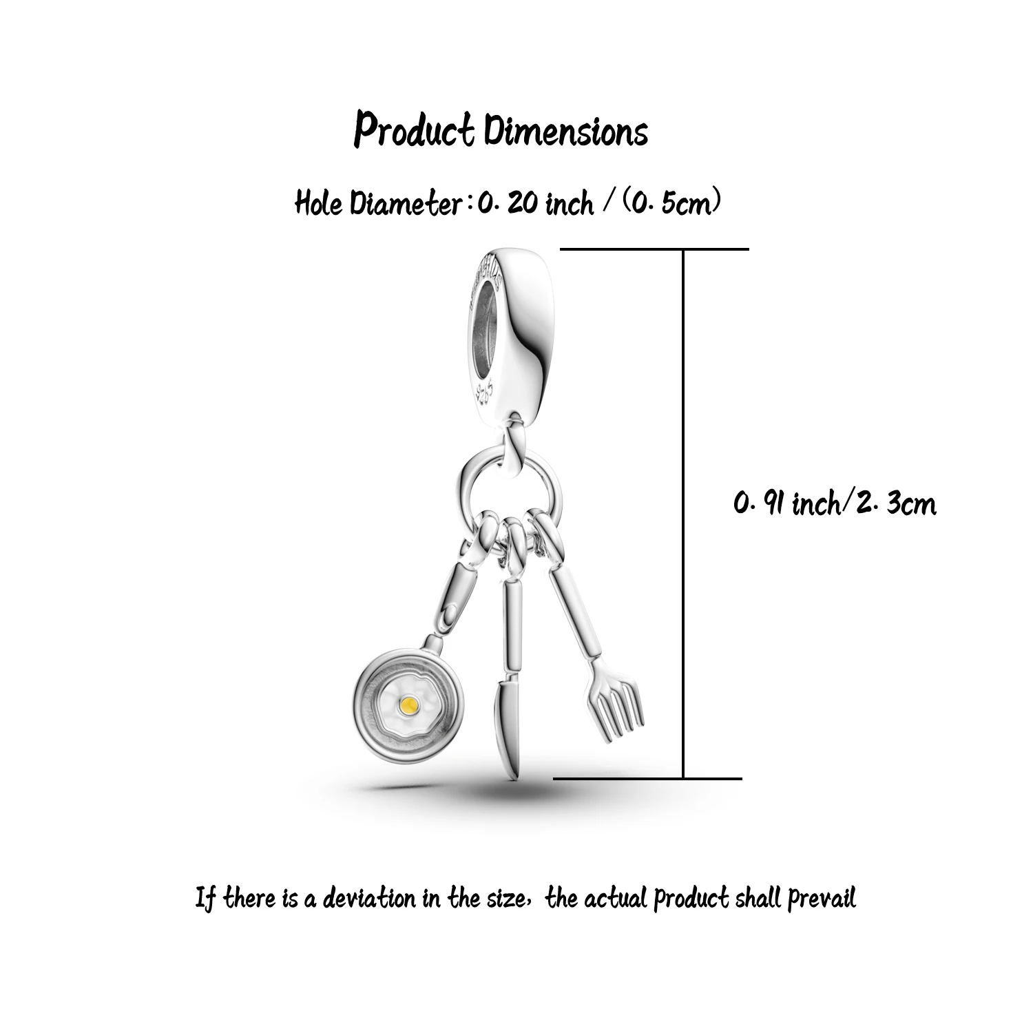 Manyilus S925 Silver Kitchen Fried Egg Charm for Original Bracelet Cute Food Jewelry Pendant DIY Fun Cooking Gift - view 5