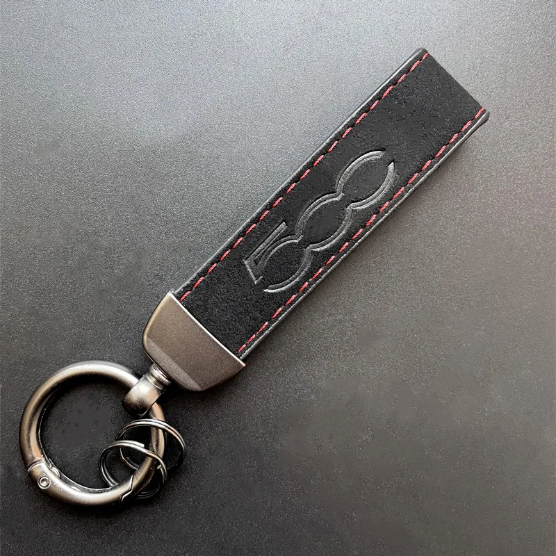 Luxury Women Men Key Chain Suede Leather Car Key Rings For Fiat Abarth 500 500l 500x Auto KeyChain Accessories