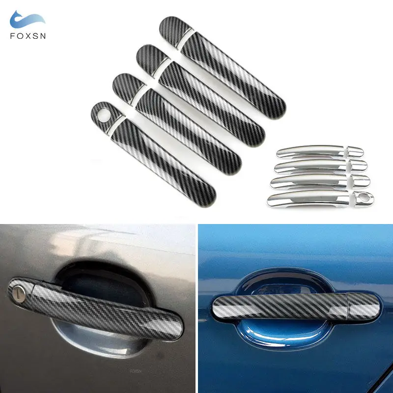 ABS Chrome / Carbon Fiber Texture Exterior Door Handle Cover Trim For Skoda Octavia Fabia Superb 2001 - 2007 Roomster 2006 -2015