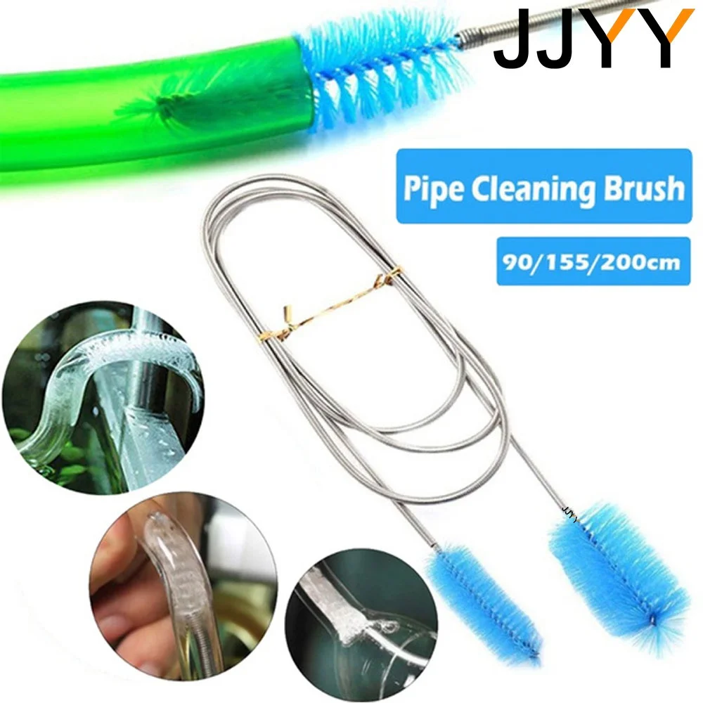 JJYY 90/155/200cm Pipe Cleaning Brush Air Pipe Flexible Double Head Hose Aquarium Accessories Water Tank Cleaner  Water Filter