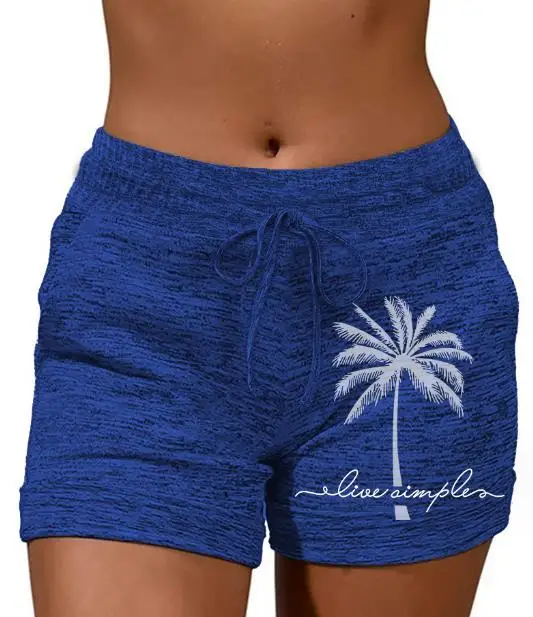 Pantalones cortos con estampado de árbol de Coco para mujer, Shorts sencillos y vivos con cordón, 2023