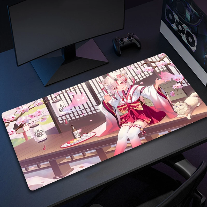 Anime Locking Edge Mousepad Computer Keyboard Mat Hololive Large Gaming Mouse Pad XXL Nakiri Ayame Mouse Mat Gamer Keyboard Pads