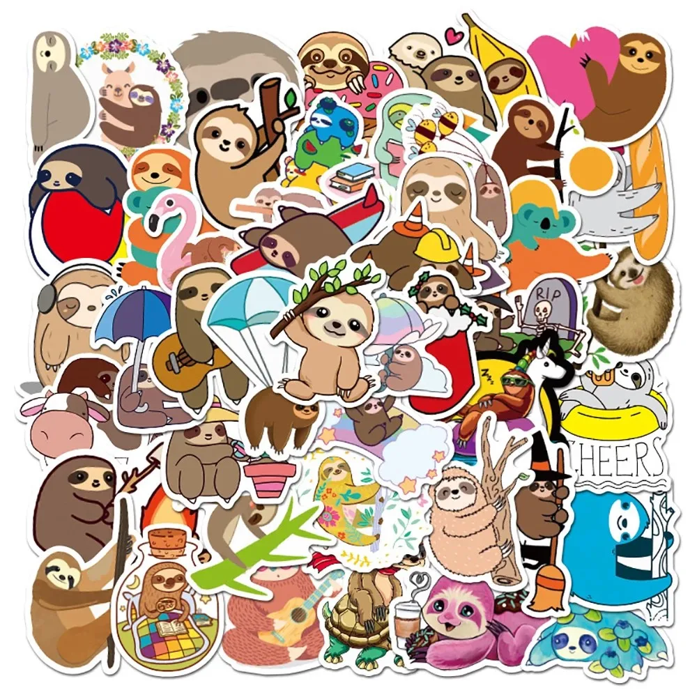 

10/30/50PCS Kawaii Sloths Cartoon Animal Stickers Graffiti Waterproof Motorcycles Furniture Children's Toys Decals Sticker Gift