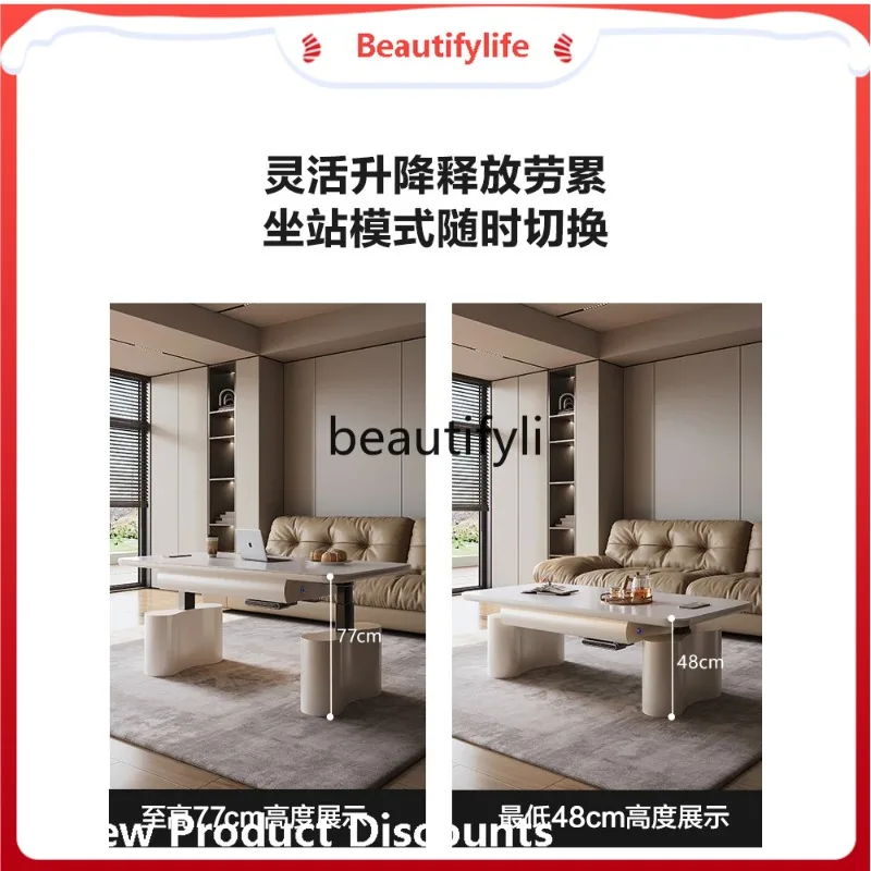 B567 Lifting coffee table dining table dual-purpose electric fire intelligent multi-function integrated new tea table