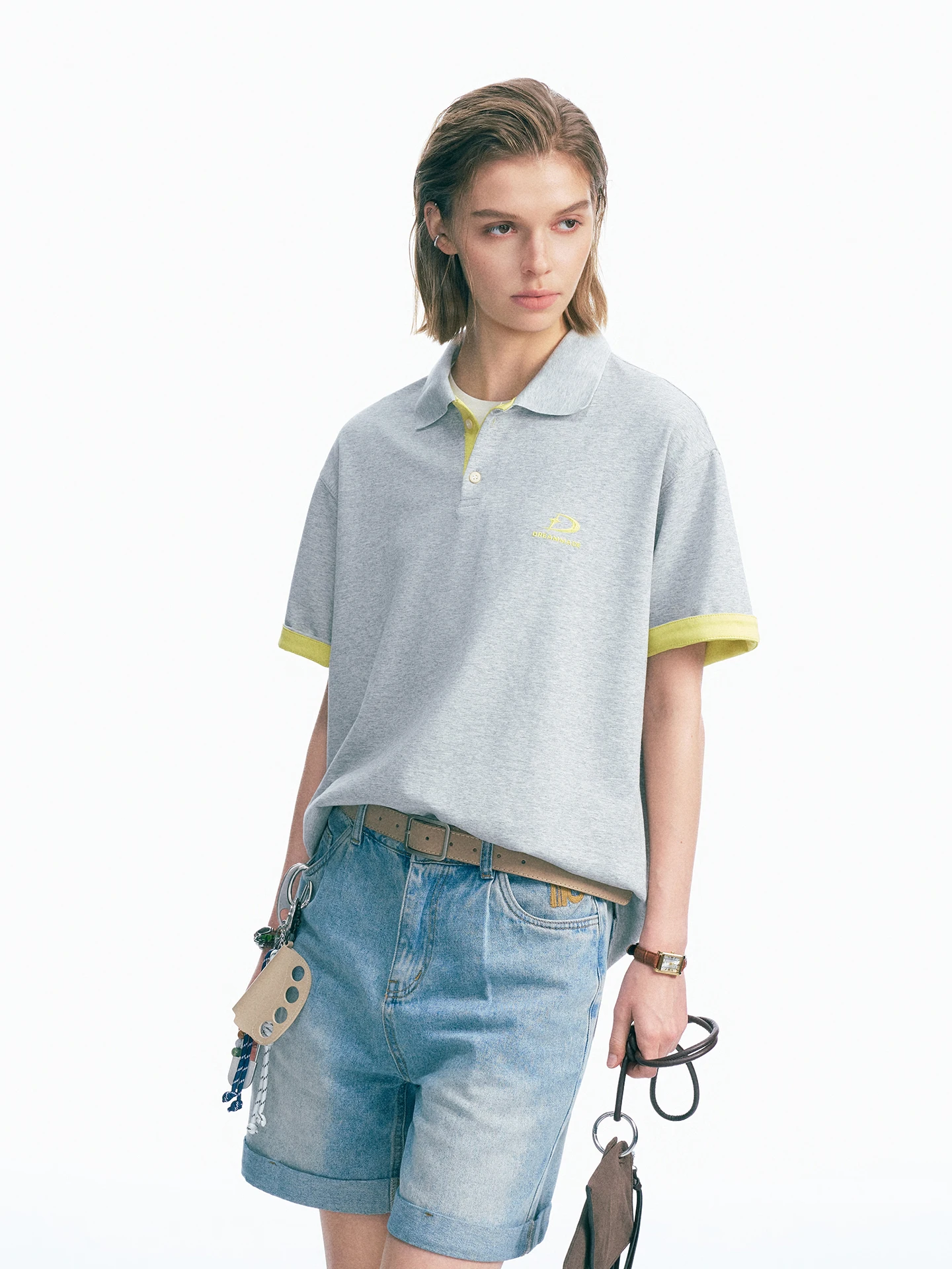 Dream Made American Retro Two-Tone Short Sleeve  Shirt Lightweight Summer Men's T-Shirt Couple's Half Sleeve Cotton Blend