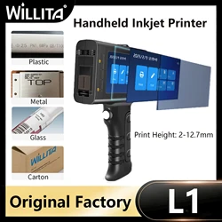 WILLITA 12.7mm Portable Handheld Inkjet Printer for Batch Number Barcode QR Code Logo Textile Hand Printer Label Coding Machine